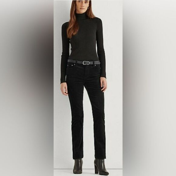 Lauren Ralph Lauren Womens Mid-Rise classic Straight Leg denim Pants Black Sz 8 - Picture 1 of 14